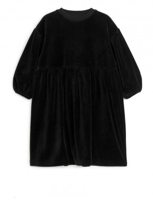 Rochie Arket Gathered Velour Fete Negrii | Romania-WVNC86437