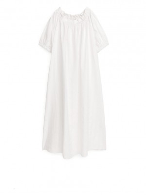 Rochie Arket Off Shoulder Maxi Dama Albi | Romania-EOWP31250