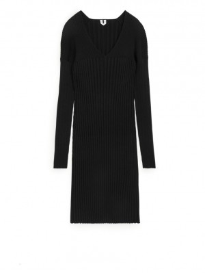 Rochie Arket Rib Knit Dama Negrii | Romania-SLOM51367