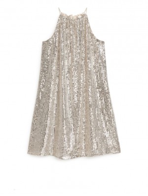 Rochie Arket Sequin Curea Dama Argintii | Romania-SAZX31956