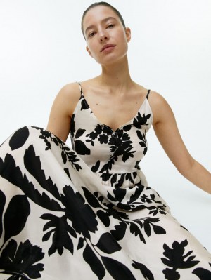 Rochie Arket Tiered Curea Dama Albi Negrii | Romania-ELPQ52943
