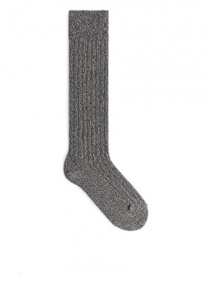 Sosete Arket Bumbac Lână Blend Rag Sock Dama Negrii Albi | Romania-BUNA53918