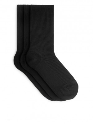 Sosete Arket Bumbac Rib Dama Negrii | Romania-AGWI28150