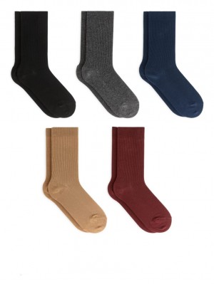Sosete Arket Bumbac Rib Set of 5 Dama Colorati | Romania-PTWM47062