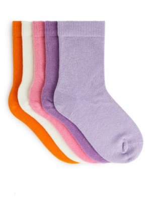 Sosete Arket Bumbac Set of 5 Fete Colorati | Romania-TBYH15486
