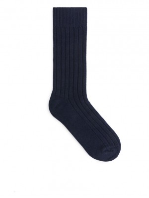 Sosete Arket Cashmere Barbati Albastri Inchis | Romania-AGSN94513