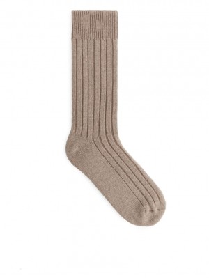 Sosete Arket Cashmere Barbati Bej | Romania-XJVI84923