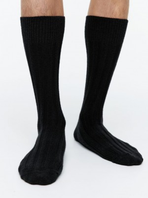 Sosete Arket Cu Nervuri Merino Boot Barbati Negrii | Romania-NVXY43651
