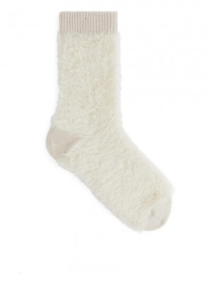 Sosete Arket Fluffy Dama Albi | Romania-TOAQ30952
