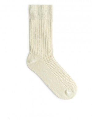 Sosete Arket Grosolan Knit Dama Albi | Romania-SBHI94702