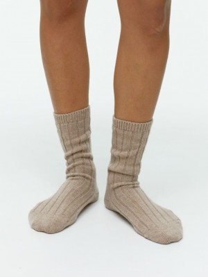 Sosete Arket Recycled Cashmere Blend Dama Bej | Romania-TPFG60183