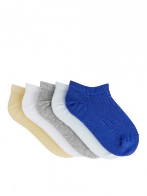 Sosete Arket Sneaker, 5 Pairs Fete Albi Gri Galbeni Albastri | Romania-GUWT57412