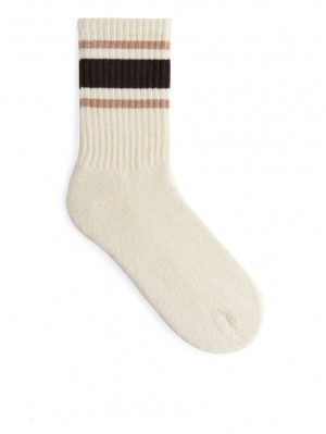 Sosete Arket Sportive Bumbac Dama Albi Maro | Romania-OVUN37856