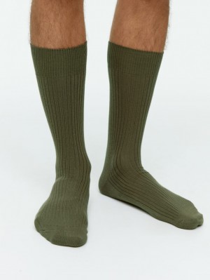 Sosete Arket Supima Bumbac Rib Barbati Kaki Verzi | Romania-XEZC50473