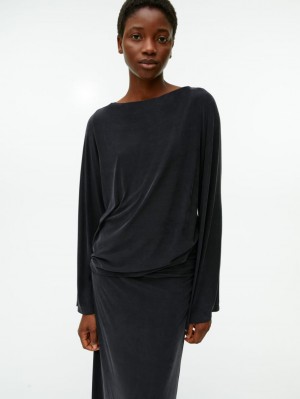 Topuri Arket Barca-Neck Cupro Dama Negrii | Romania-KHDT14673
