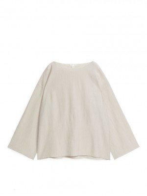 Topuri Arket Crinkled Dama Albi | Romania-FKSL91582