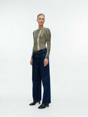 Topuri Arket Long-Sleeved Merino Dama Bej Negrii | Romania-GOBC63475