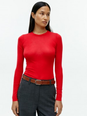 Topuri Arket Long-Sleeved Merino Dama Rosii | Romania-FKRO49156