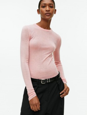 Topuri Arket Long-Sleeved Merino Dama Roz | Romania-DBRJ27396