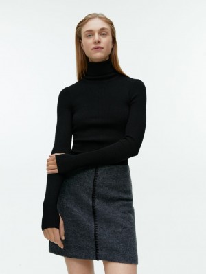 Topuri Arket Merino Lână Roll-Neck Dama Negrii | Romania-RISV25897