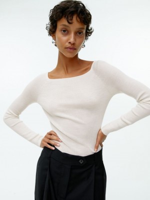 Topuri Arket Off-Shoulder Lână Dama Albi | Romania-XSNJ82109