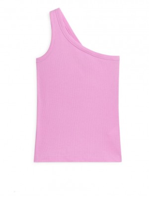 Topuri Arket One Shoulder Dama Roz | Romania-LAGW35814