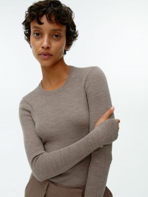 Topuri Arket Rib-Knit Merino Dama Bej | Romania-XTMF35810