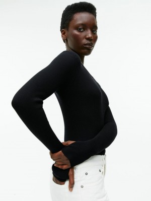 Topuri Arket Rib-Knit Merino Dama Negrii | Romania-JXFS31907
