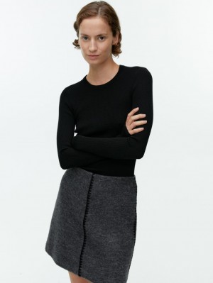 Topuri Arket Rib-Knit Merino Dama Negrii | Romania-IDWN04923