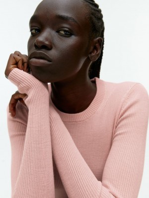 Topuri Arket Rib-Knit Merino Dama Roz | Romania-VSCZ40375