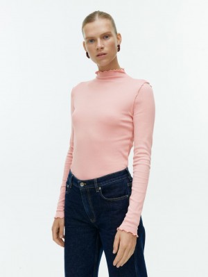 Topuri Arket Rib Jersey Dama Roz | Romania-CBRZ34156