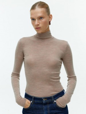 Topuri Arket Roll-Neck Lână Dama Bej | Romania-CFDY46207