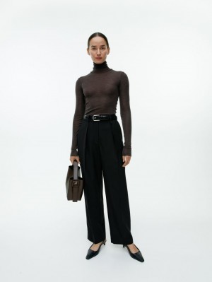 Topuri Arket Roll-Neck Lână Dama Maro Inchis | Romania-FCSL28459
