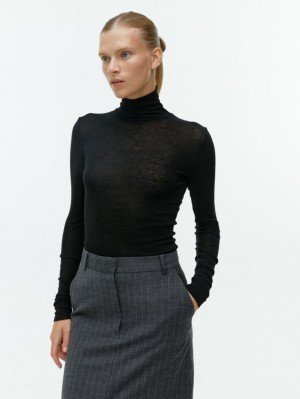 Topuri Arket Roll-Neck Lână Dama Negrii | Romania-JRBH15674
