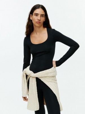 Topuri Arket Round-Neck Jersey Dama Negrii | Romania-TJKP12305