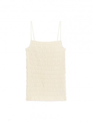 Topuri Arket Seersucker Smock Dama Albi | Romania-YULQ86394