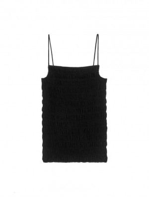 Topuri Arket Seersucker Smock Dama Negrii | Romania-PQXT75024
