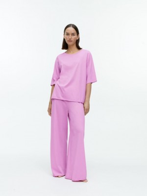 Tricouri Arket Bumbac Pyjama Dama Roz | Romania-RWUT78613