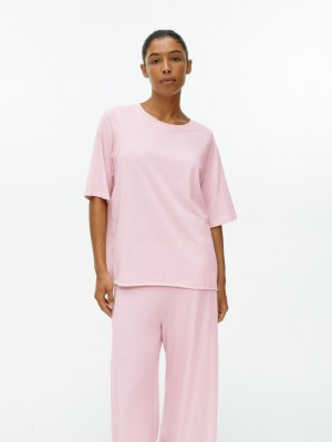 Tricouri Arket Bumbac Pyjama Dama Roz | Romania-XWSV49308