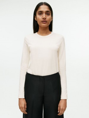 Tricouri Arket Long-Sleeved Dama Albi | Romania-IVHJ32960