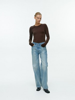 Tricouri Arket Lyocell Blend Long Sleeve Dama Maro Inchis | Romania-RXBN96801