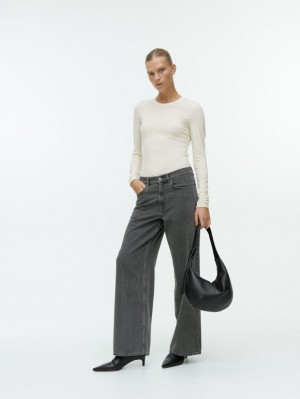 Tricouri Arket Lyocell Blend Long Sleeve Dama Albi | Romania-EZGX21730