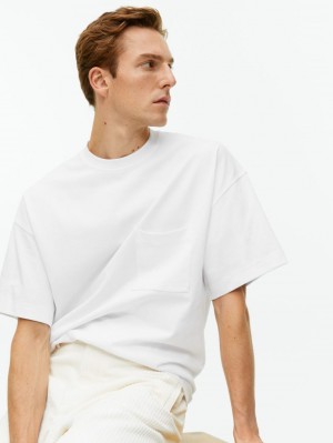 Tricouri Arket Oversized Heavyweight Barbati Albi | Romania-FGCD52486