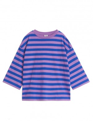 Tricouri Arket Oversized Long-Sleeved Fete Violet Albastri | Romania-KJLW61483