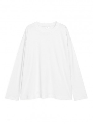 Tricouri Arket Oversized Pima Bumbac Dama Albi | Romania-SZXB85407