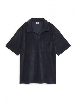 Tricouri Polo Arket Bumbac Towelling Barbati Albastri Inchis | Romania-AZGH24591