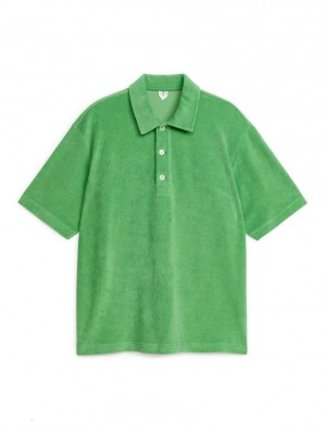 Tricouri Polo Arket Bumbac Towelling Barbati Verzi Deschis | Romania-RCAE39862