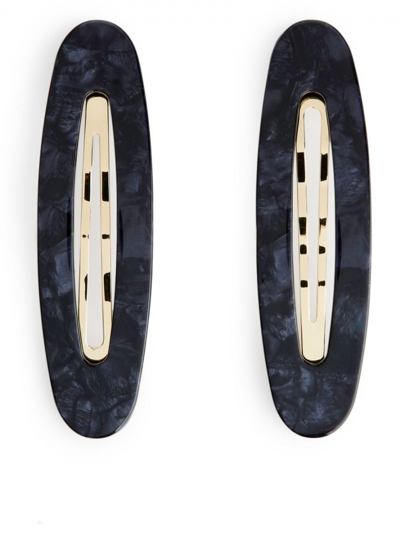 Accesorii De Par Arket Hair Clips Set of 2 Dama Negrii | Romania-QWNL46521