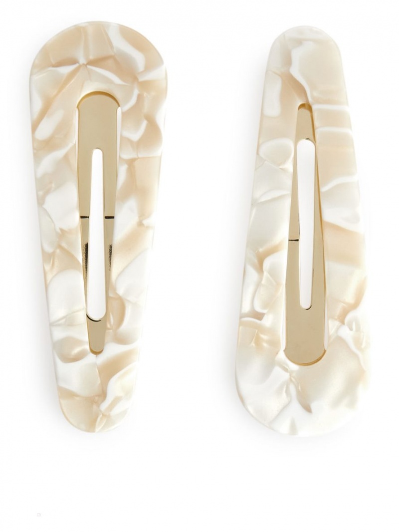 Accesorii De Par Arket Hair Clips Set of 2 Dama Albi | Romania-FOIT70418