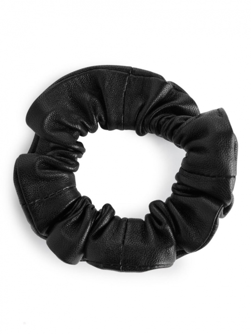 Accesorii De Par Arket Piele Scrunchie Dama Negrii | Romania-PYUG16978